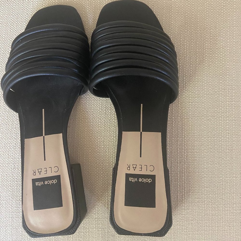 Dolce Vita Clear - Black Sandal Slides, size 8